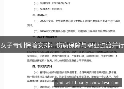 女子青训保险安排：伤病保障与职业过渡并行